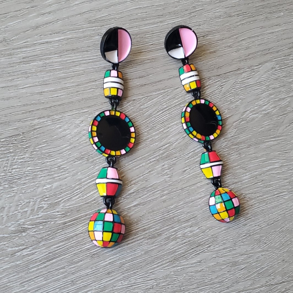 Funky Multicolored Mosaic Earrings